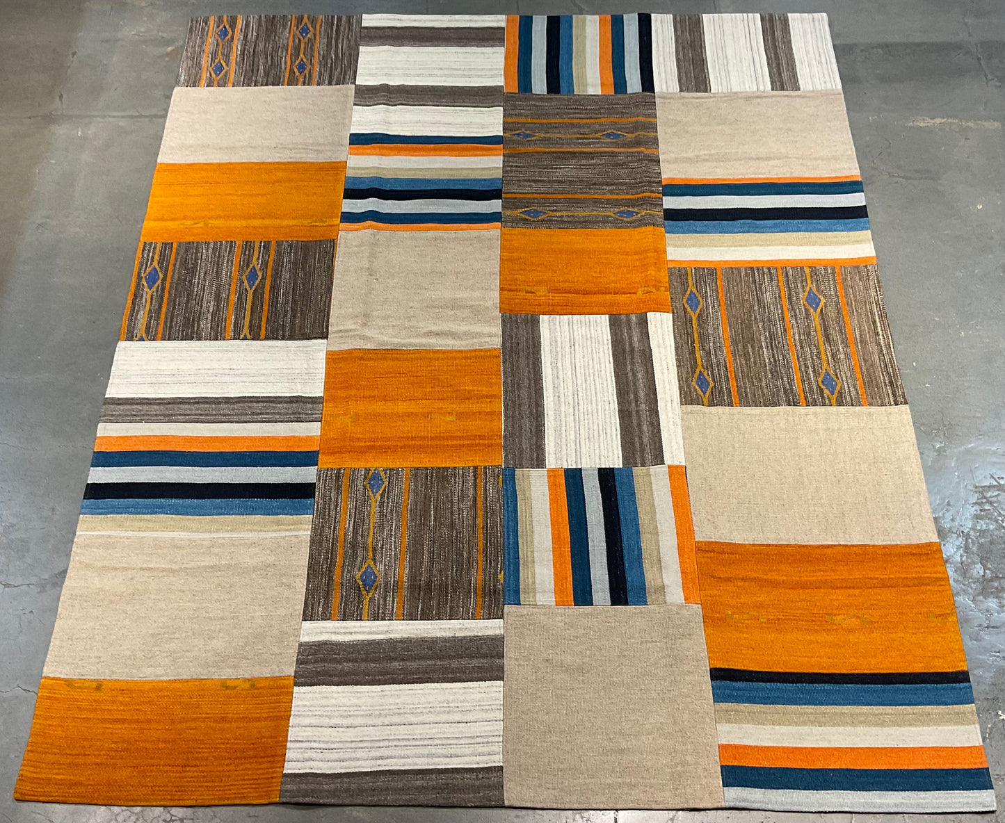 Bright Color Patchwork Kilim Rug, Handmade Flatweave Design | NU-4942