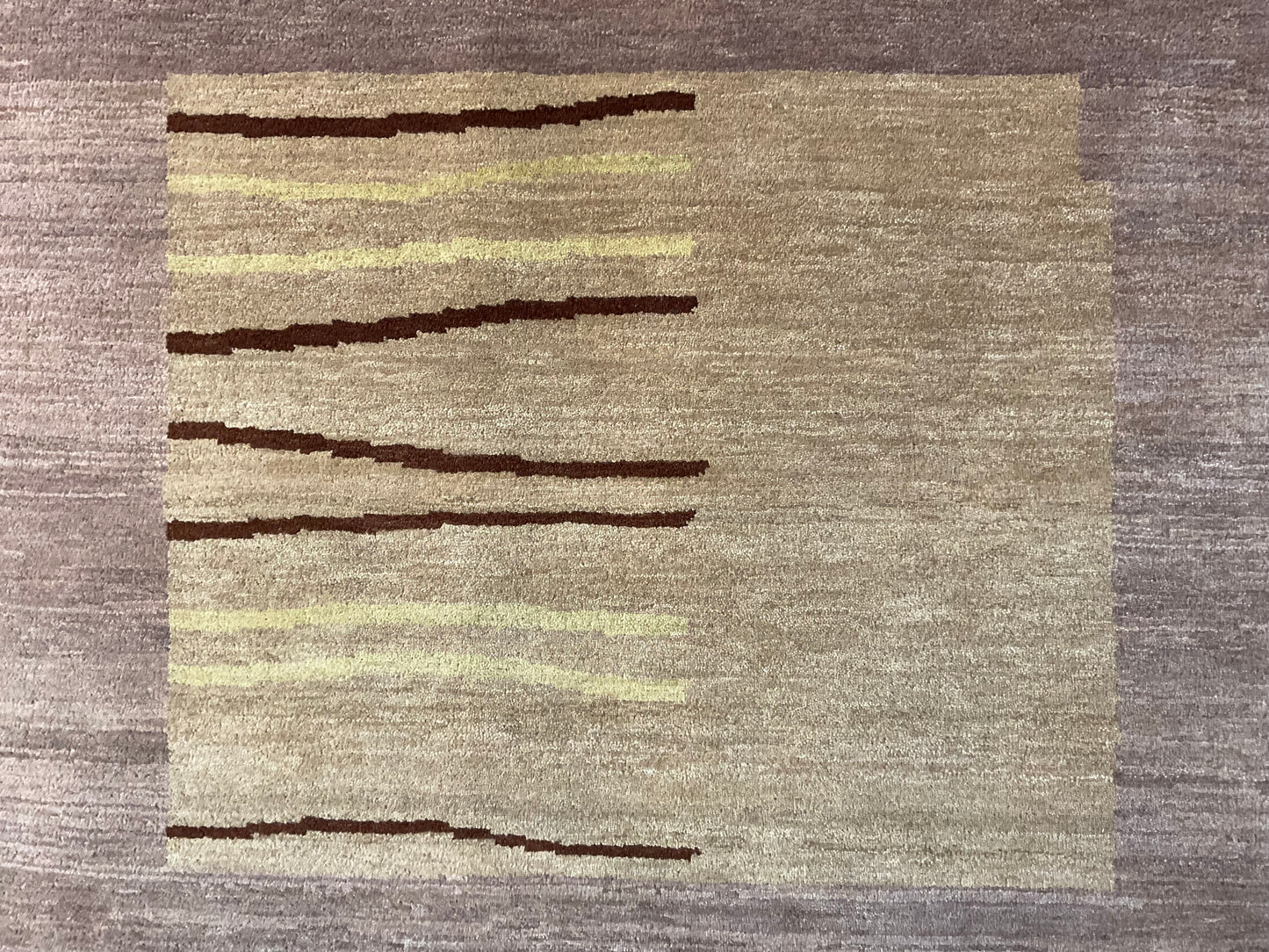 Hand-Knotted Modern Geometric Wool Rug in Warm Earth Tones | NU-60