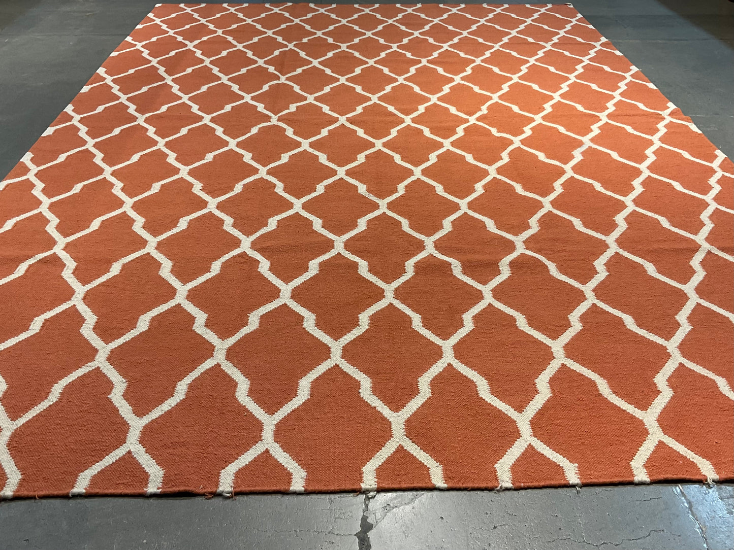 Hand-Knotted Dhurrie Rug in Orange & Light Tones from India | 1431