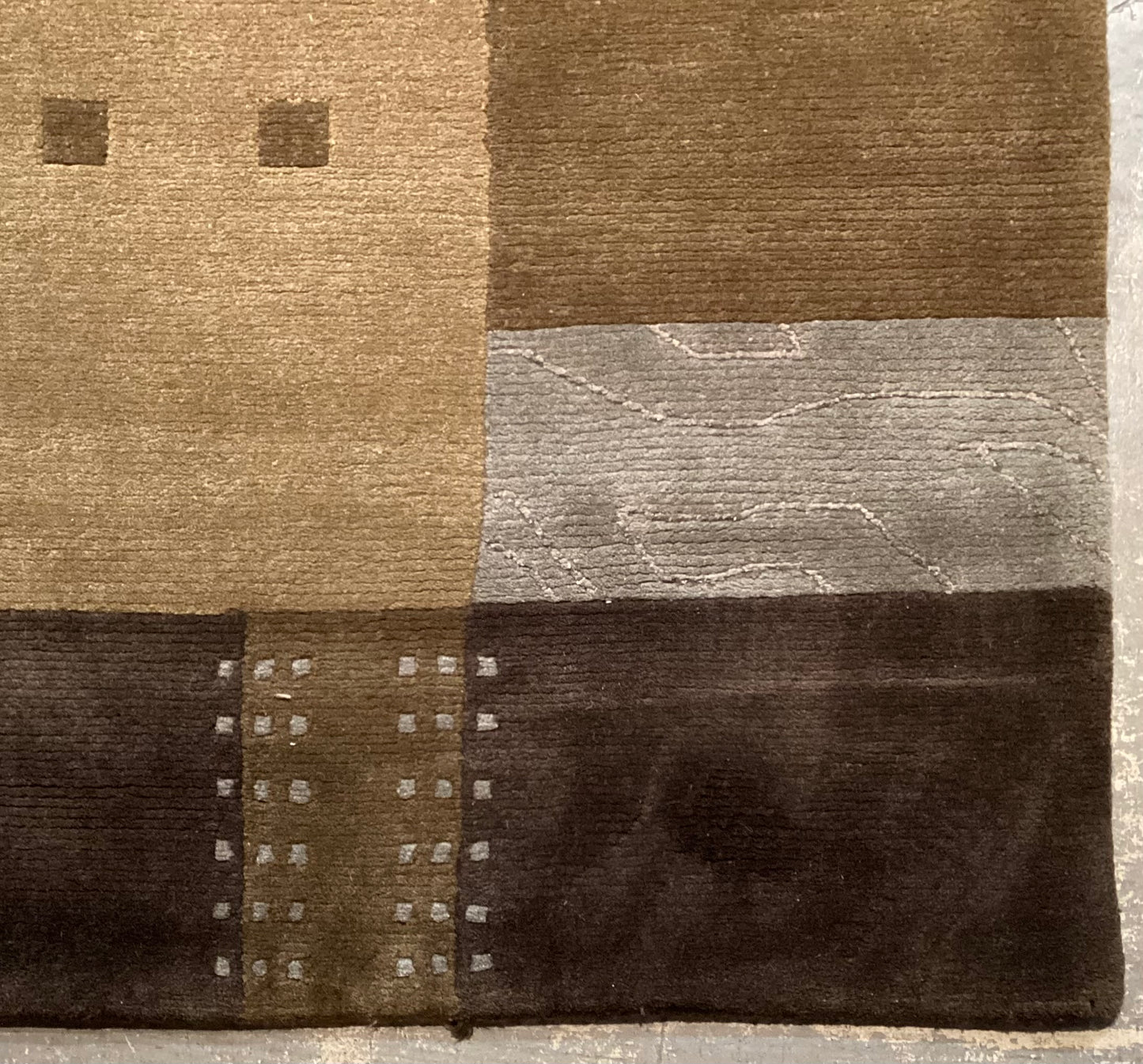 Contemporary Modern Wool & Bamboo Silk Rug in Warm Colors | 2130
