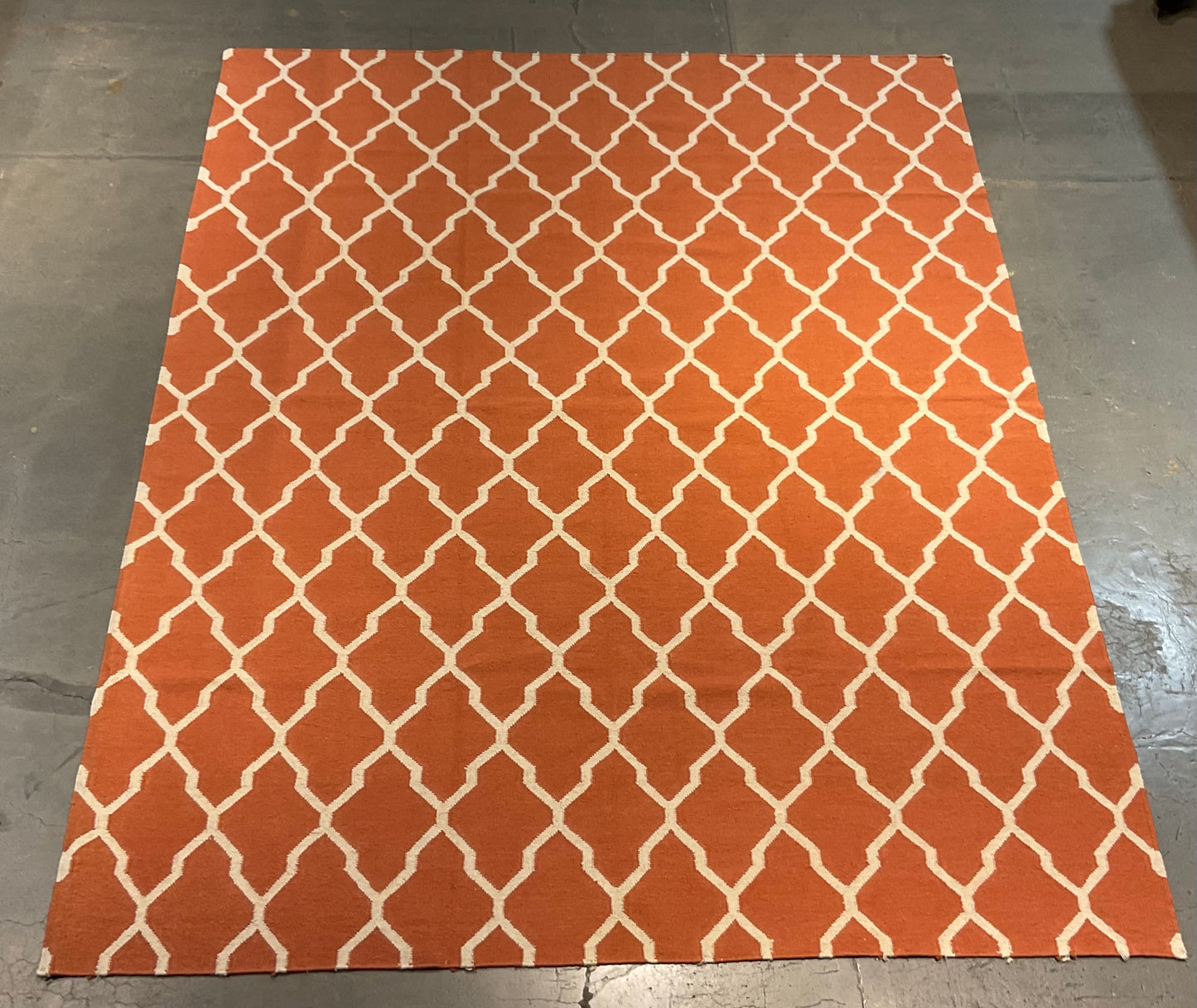 Hand-Knotted Dhurrie Rug in Orange & Light Tones from India | 1431