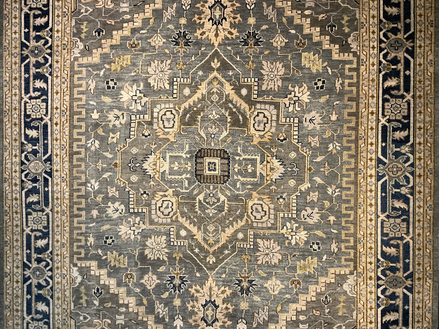 Heriz design rug features a blend of grey and dark blue tone | NU-5993