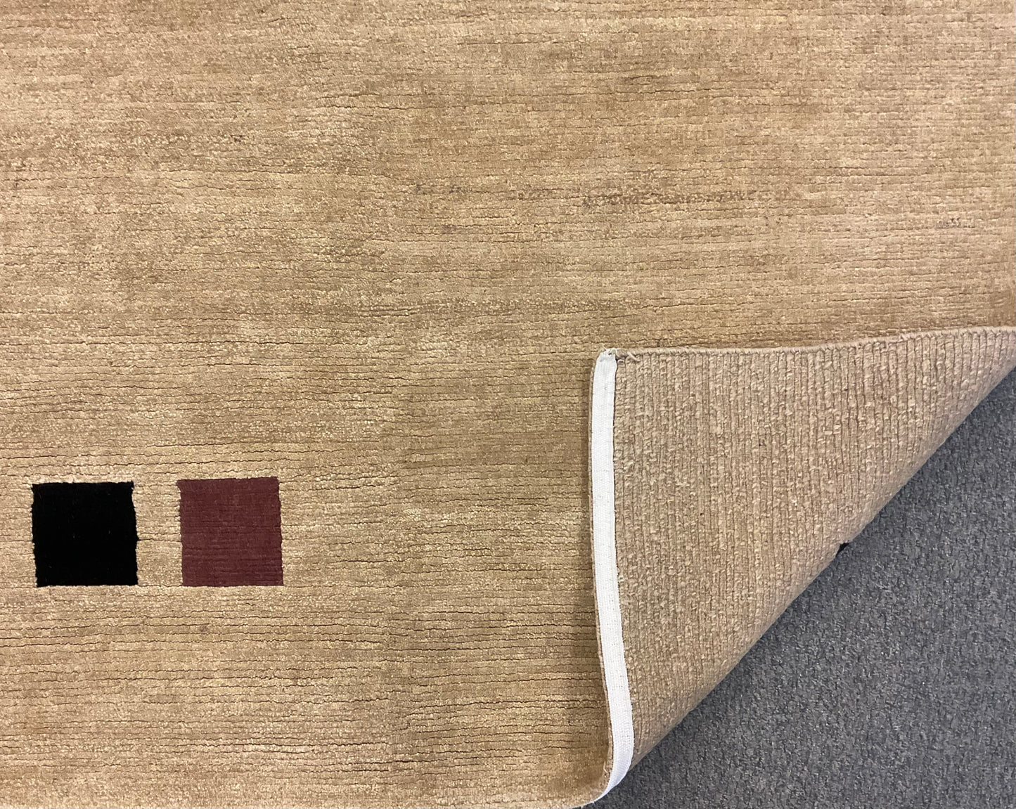 Fine Tibetan Wool Rug from Nepal in Ivory, Black & Rosy Brown | 1001-H8X10-TNBKPK