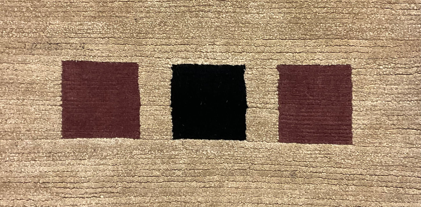 Fine Tibetan Wool Rug from Nepal in Ivory, Black & Rosy Brown | 1001-H8X10-TNBKPK