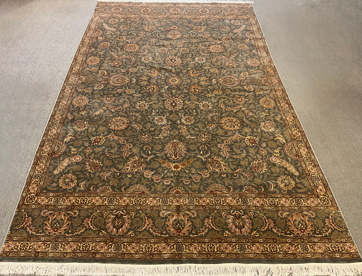 Oversized Handmade Wool Rug 10x15 – Grey Green Blue Design | NU-1986