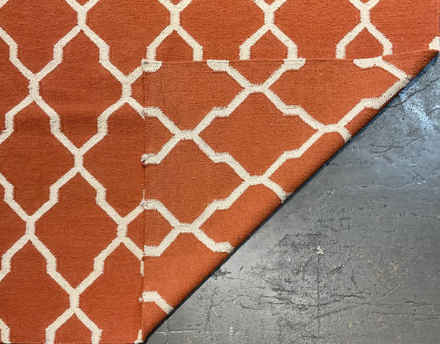 Hand-Knotted Dhurrie Rug in Orange & Light Tones from India | 1431