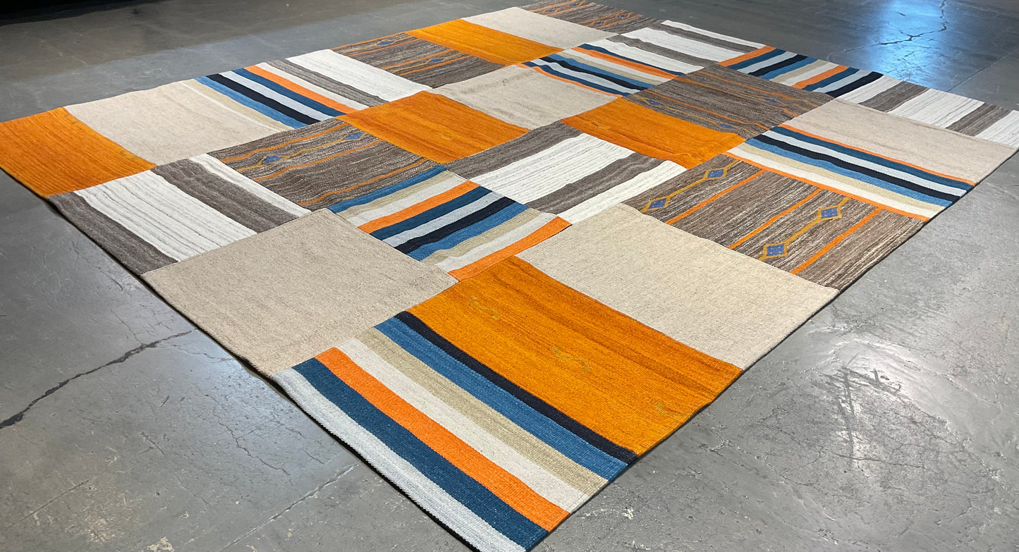 Bright Color Patchwork Kilim Rug, Handmade Flatweave Design | NU-4942