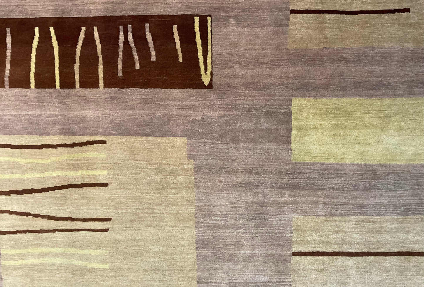 Hand-Knotted Modern Geometric Wool Rug in Warm Earth Tones | NU-60