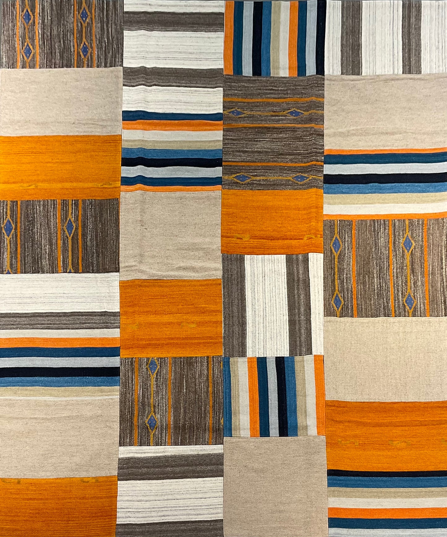 Bright Color Patchwork Kilim Rug, Handmade Flatweave Design | NU-4942