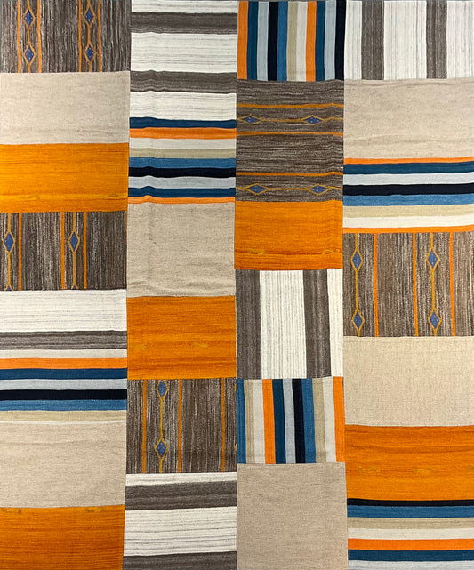 Bright Color Patchwork Kilim Rug, Handmade Flatweave Design | NU-4942