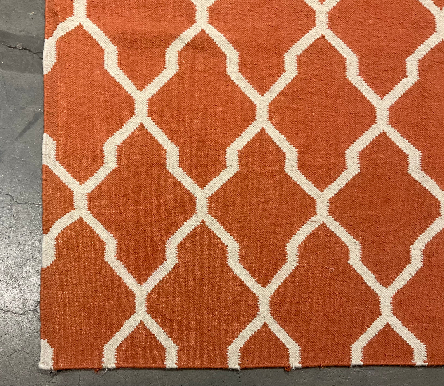 Hand-Knotted Dhurrie Rug in Orange & Light Tones from India | 1431
