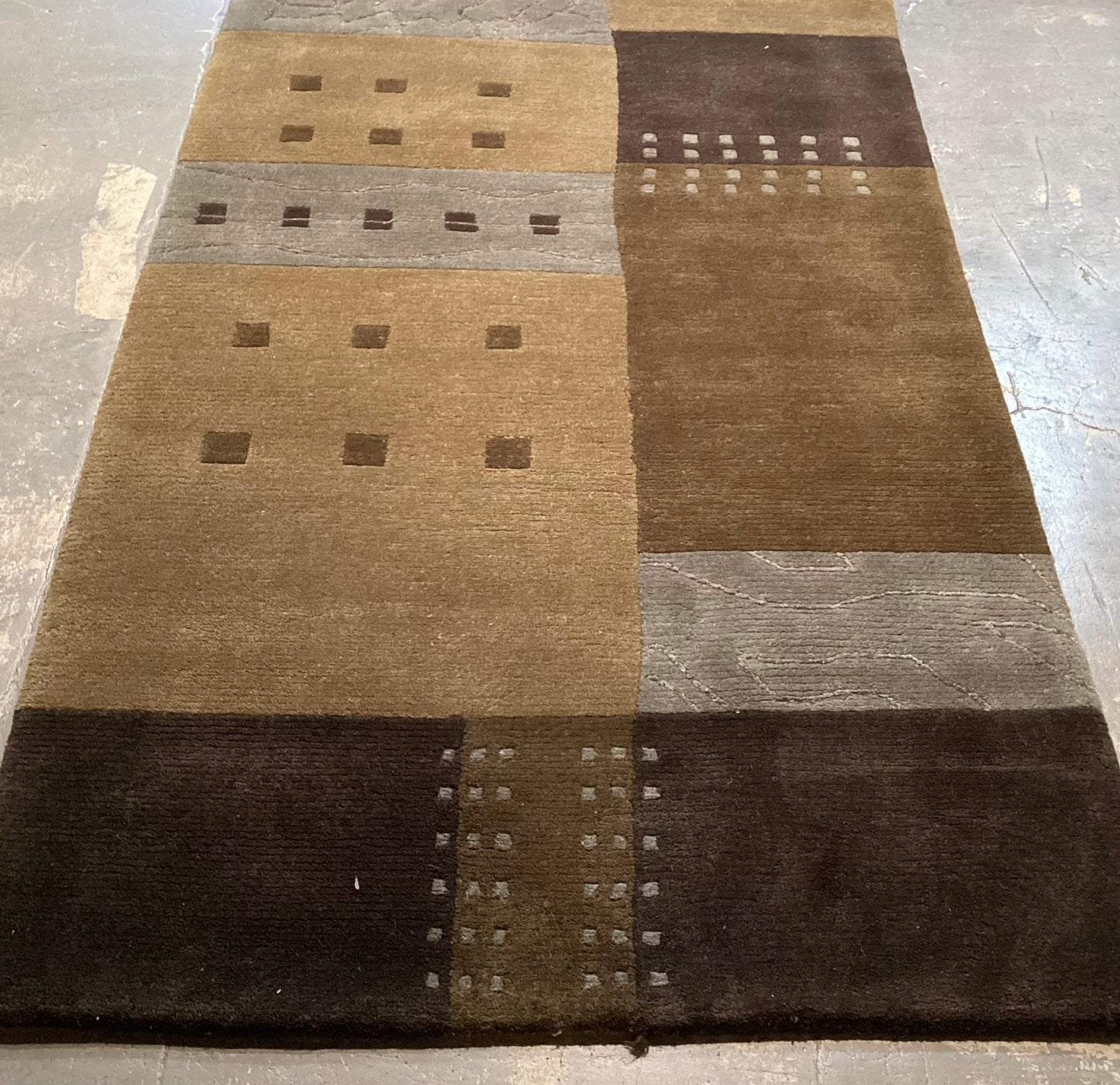 Contemporary Modern Wool & Bamboo Silk Rug in Warm Colors | 2130