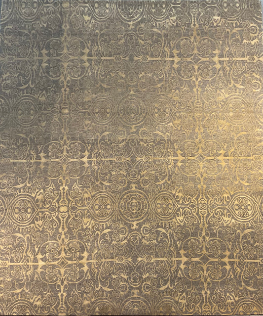 Fine wool and silk Tibetan area rug from Nepal NU-52 | (Transitional)
