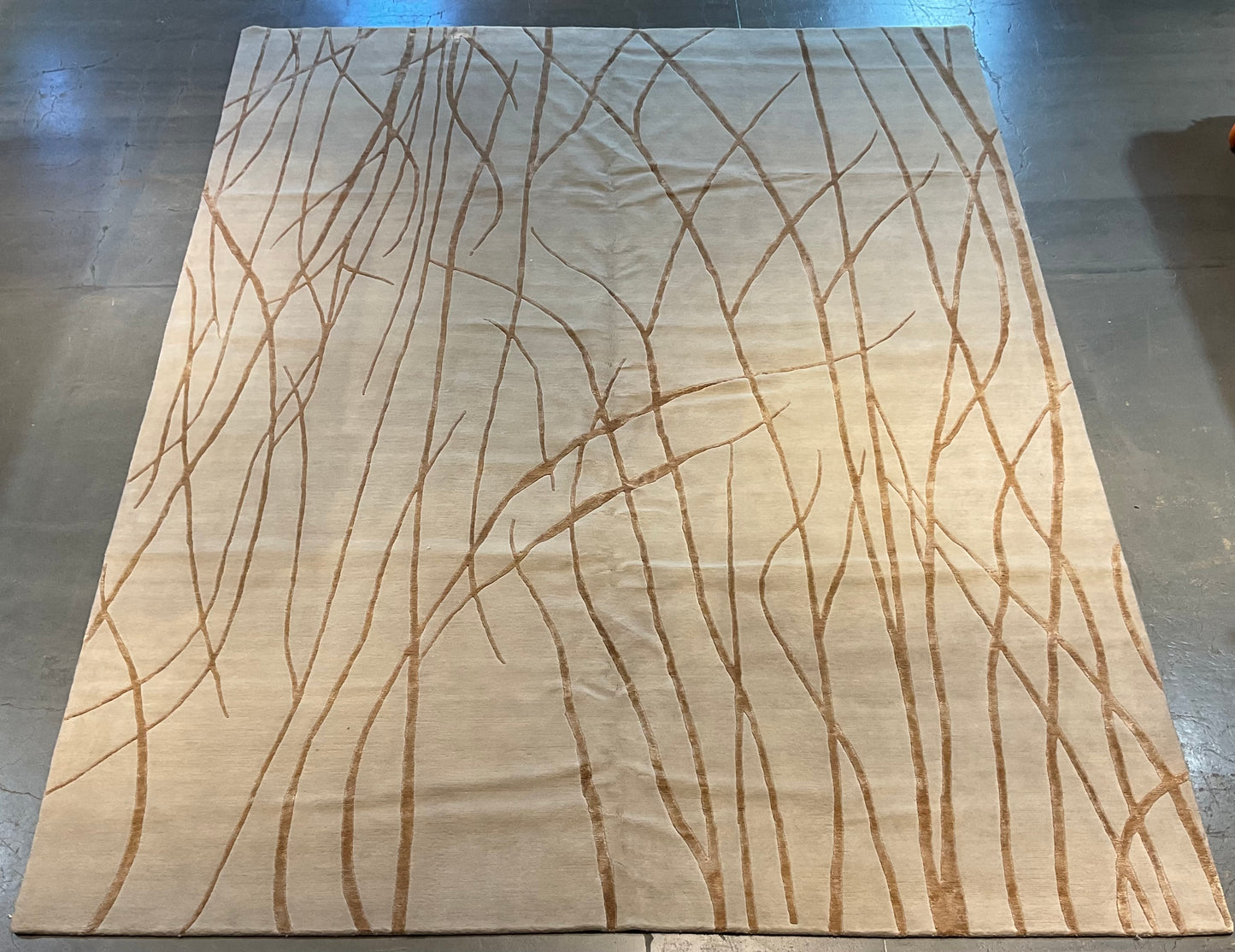 Handmade Wool & B.Silk Rug – Ivory Bamboo Design 10x14 | 3173