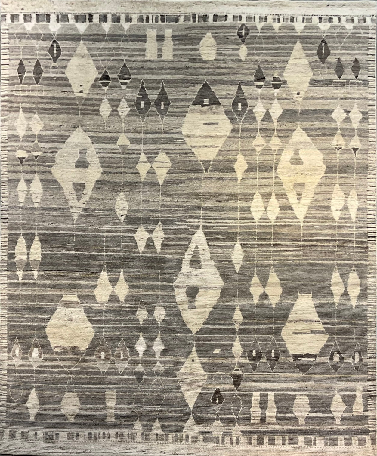 Handwoven rug from the finest undyed wool | NU-7573 (Moroccan Rug)