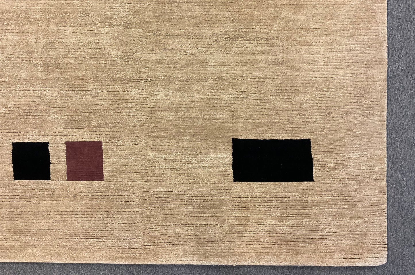 Fine Tibetan Wool Rug from Nepal in Ivory, Black & Rosy Brown | 1001-H8X10-TNBKPK