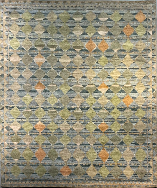 Moroccan design rug featuring soft greens | NU-8185
