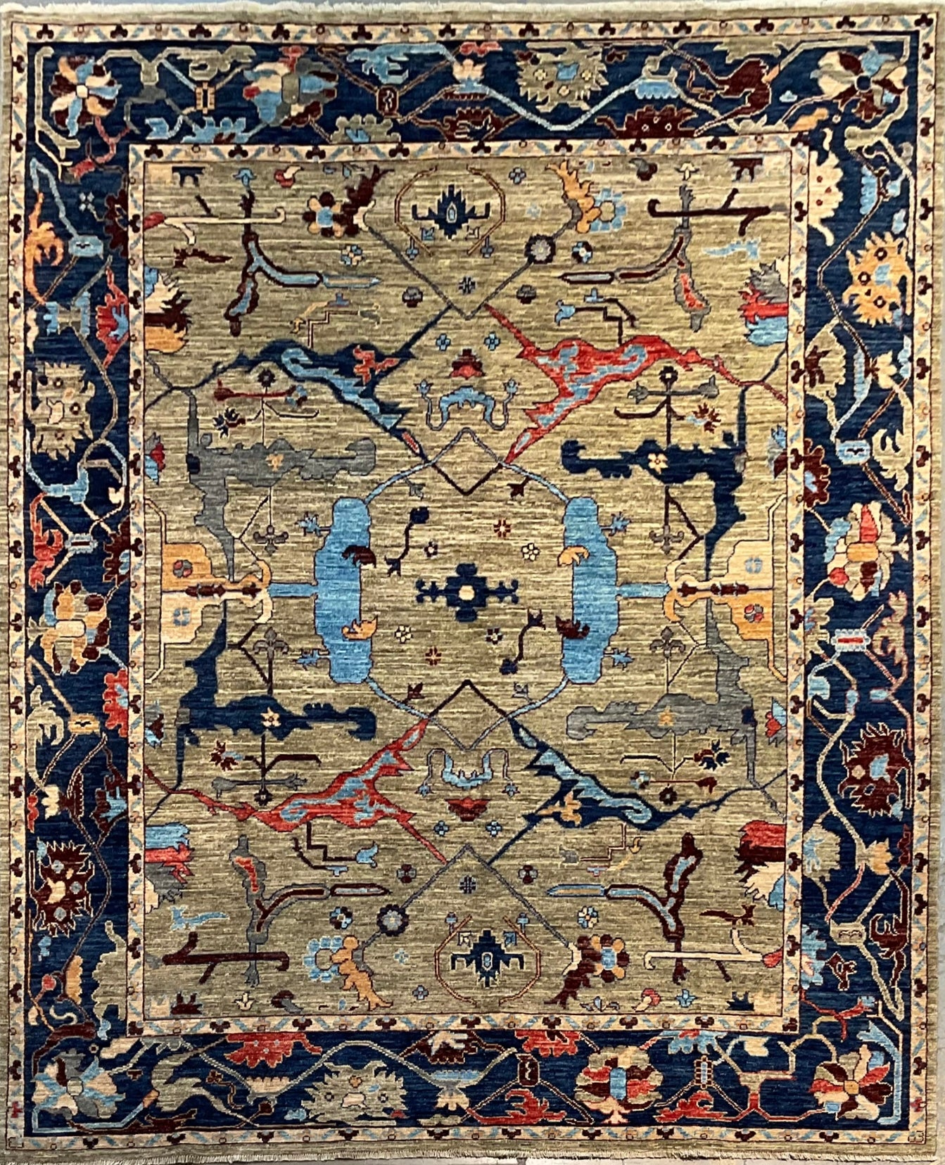 One-of-a-Kind Afghan Serapi Rug | 8x10 Vegetable-Dyed Handmade Rug | NU-8595