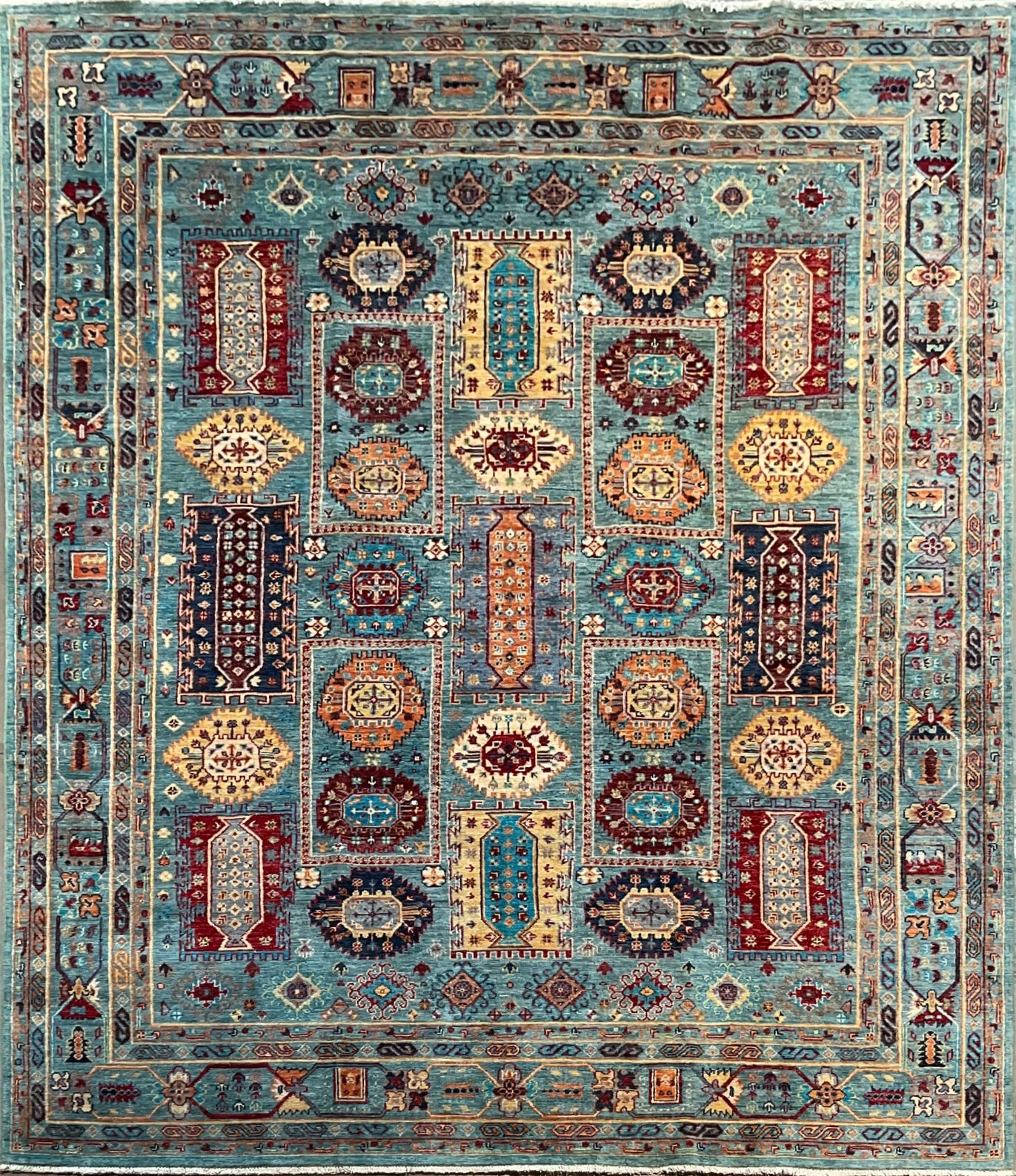 One-of-a-Kind Handmade Tribal Rug in Soft Blue with Natural Dyes | NU-8848