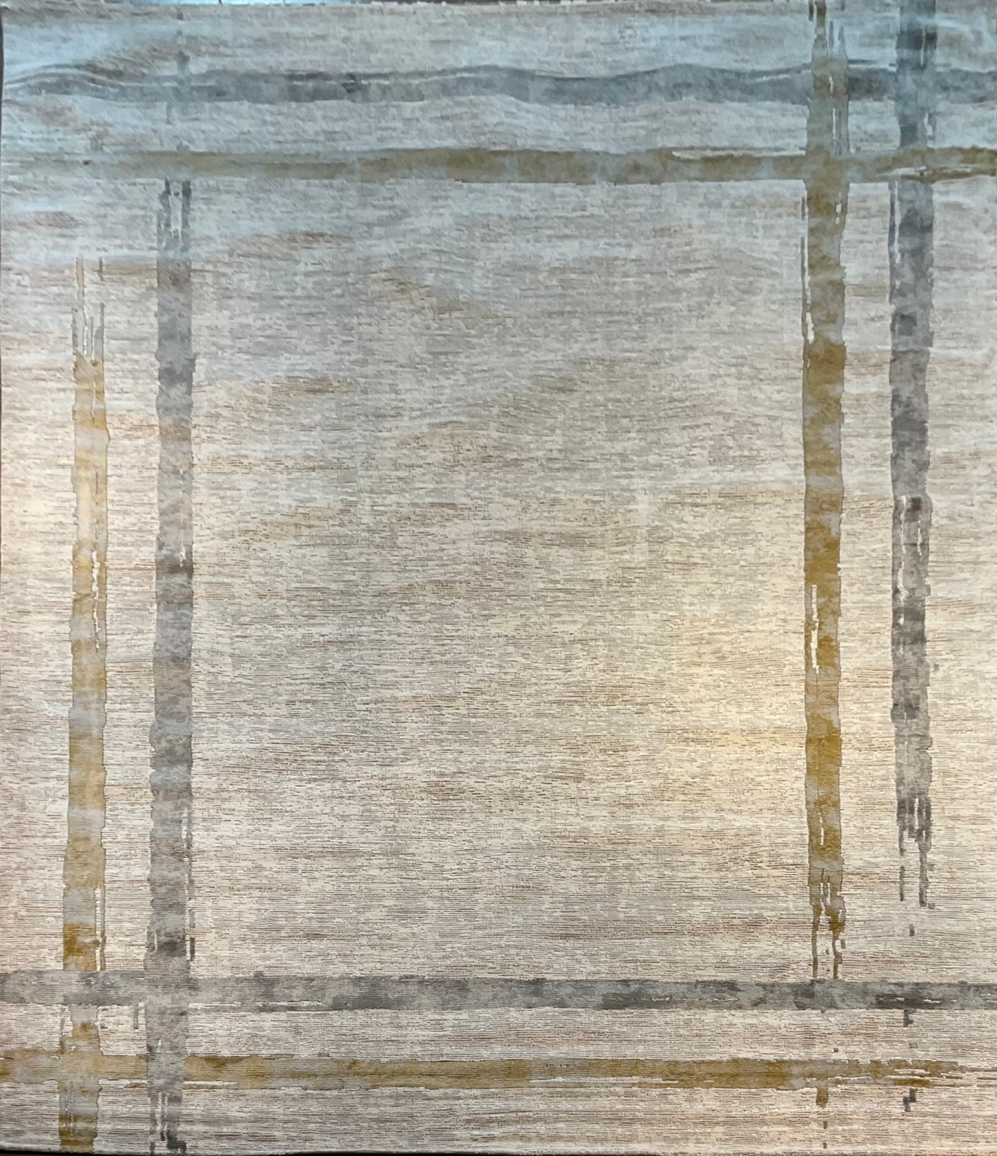 Oversized Modern Rug with Double Border in Gray, White & Blue | NU-8909