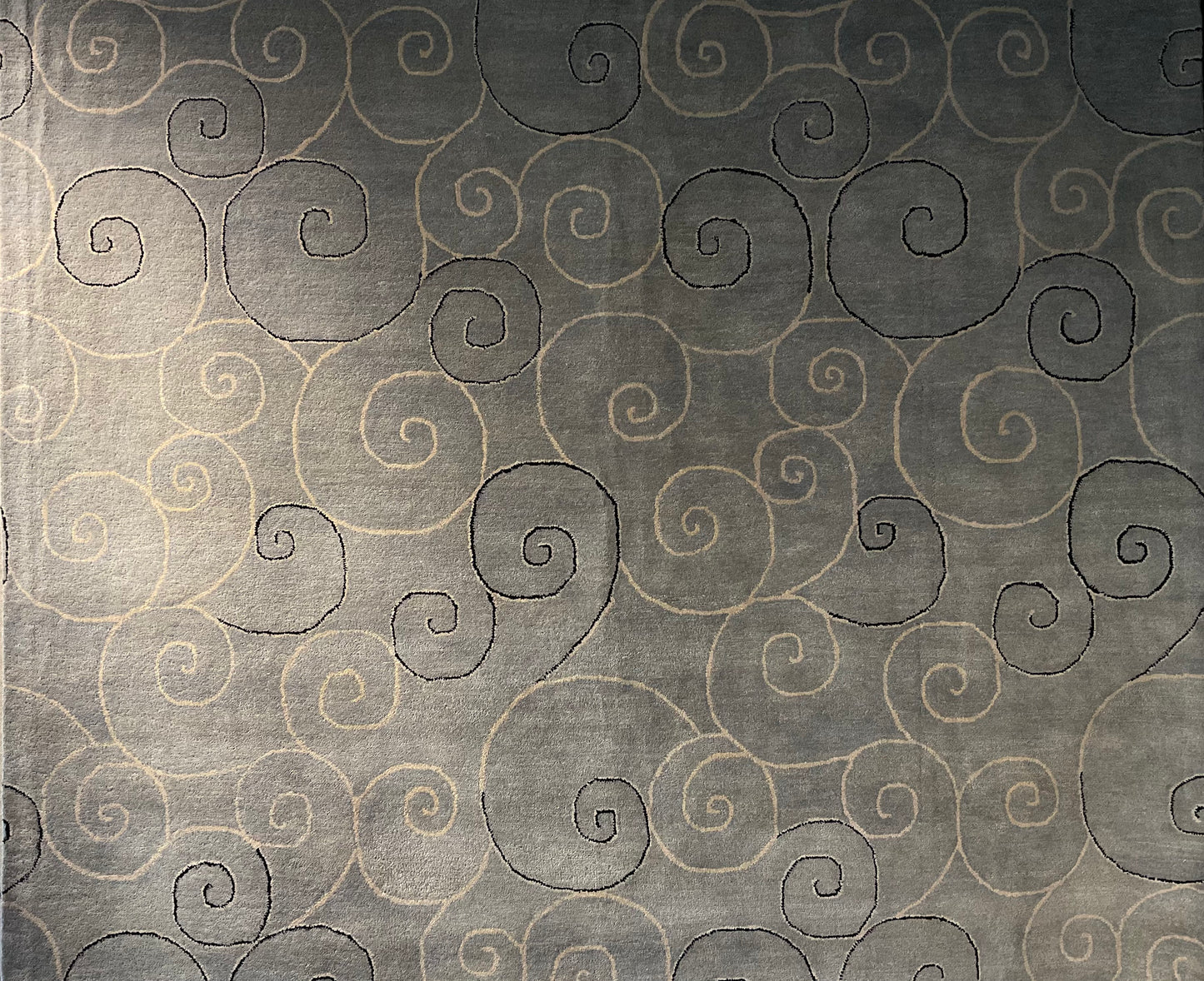 Transitional Grey-Blue Wool Tufted Rug with Off-White & Black | NU-3539