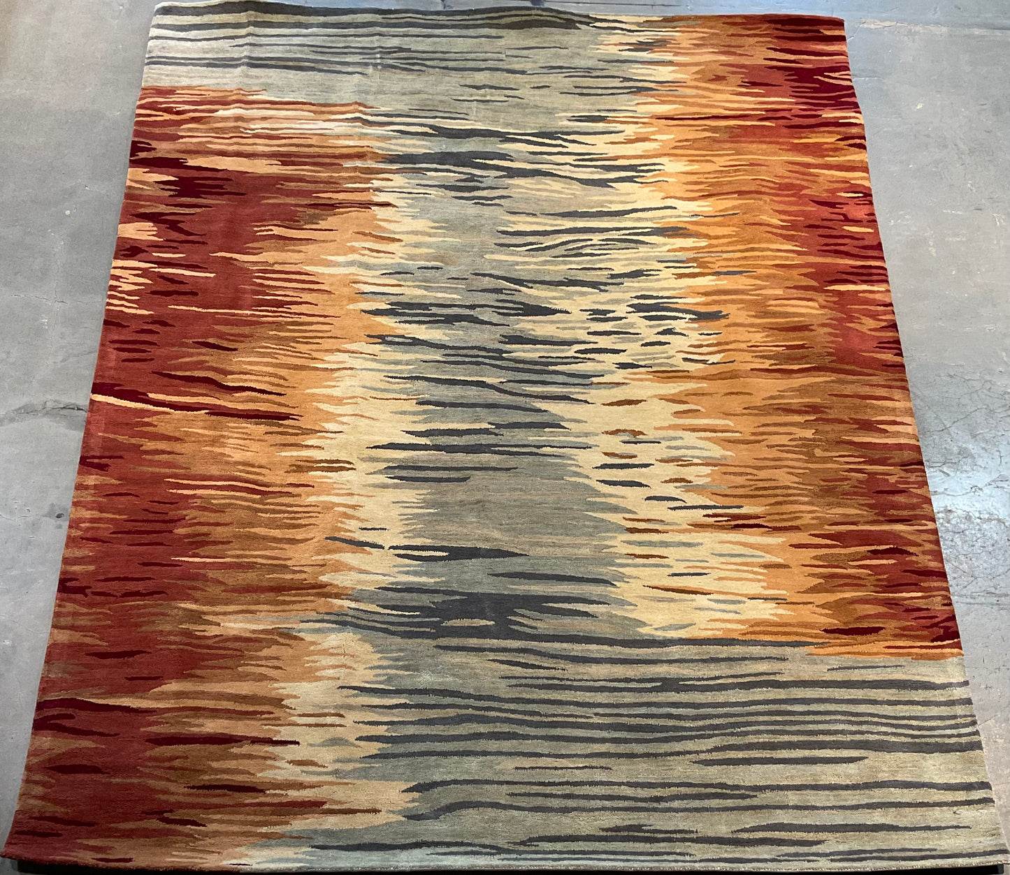 8x10 Modern Wool Tufted Rug – Blue & Orange Tones | NU-2668