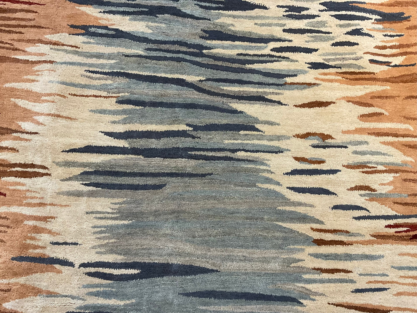 8x10 Modern Wool Tufted Rug – Blue & Orange Tones | NU-2668
