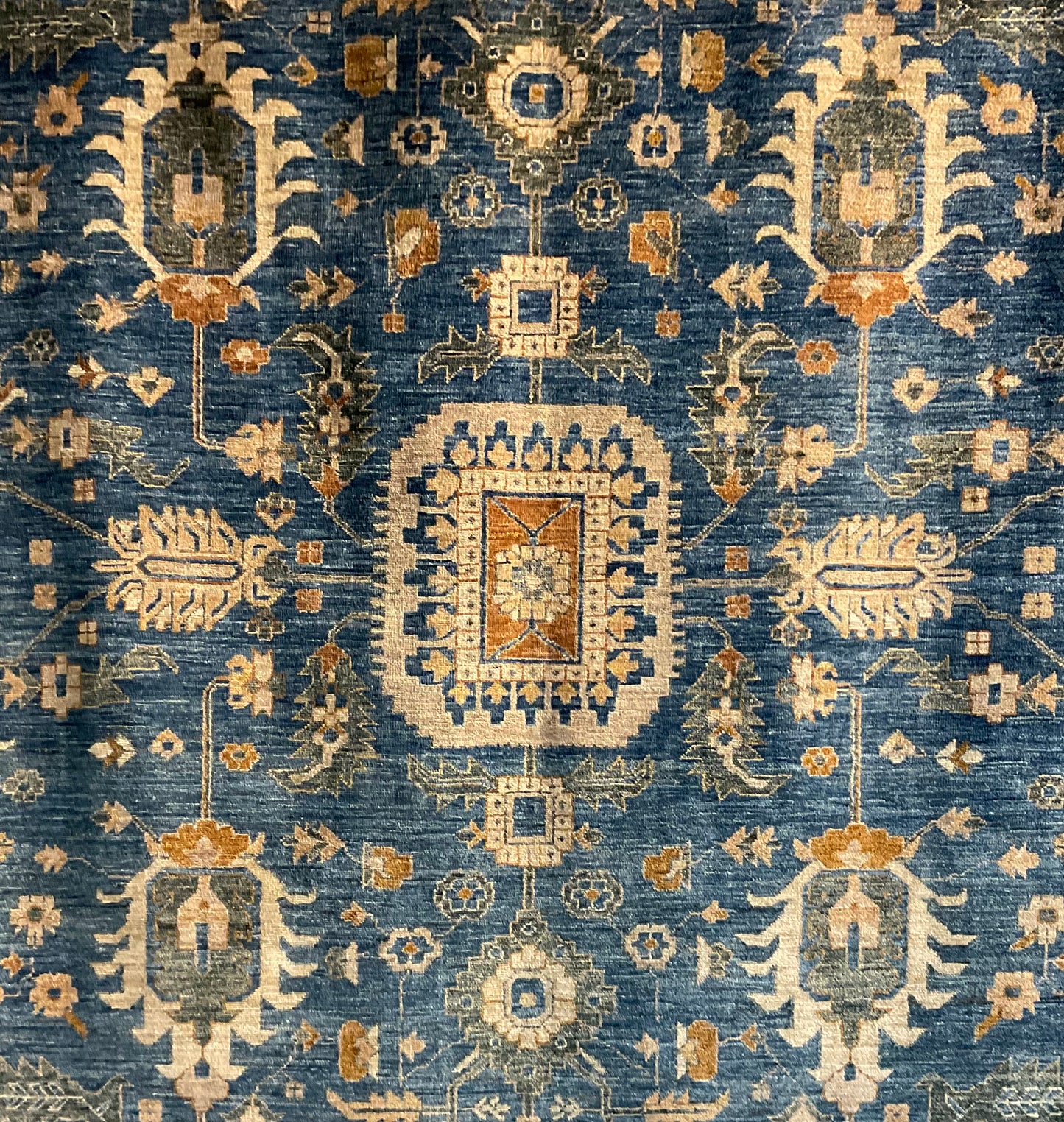 All-over design rug in soft light blue tones, vegetable dyes | NU-443