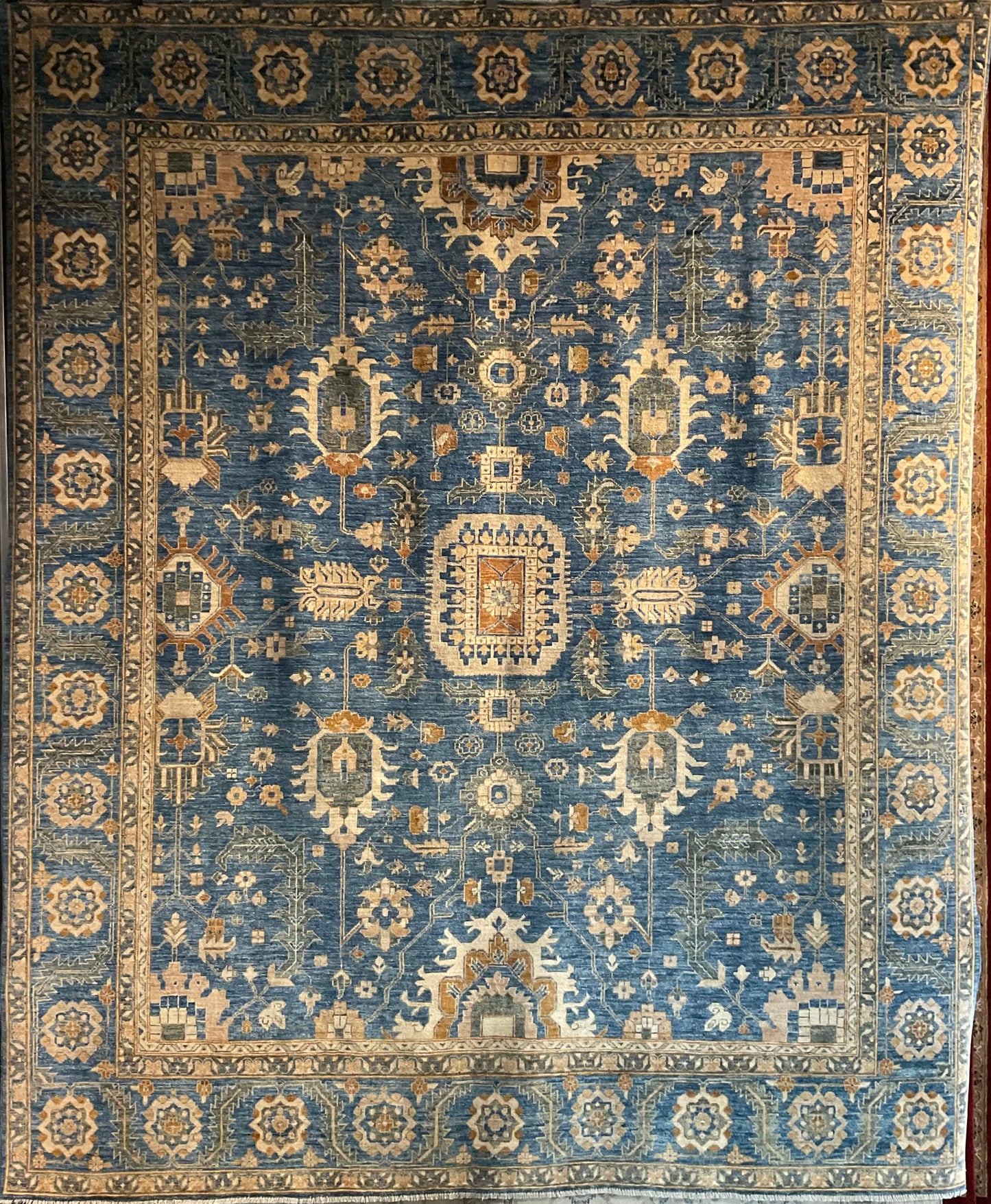 All-over design rug in soft light blue tones, vegetable dyes | NU-443