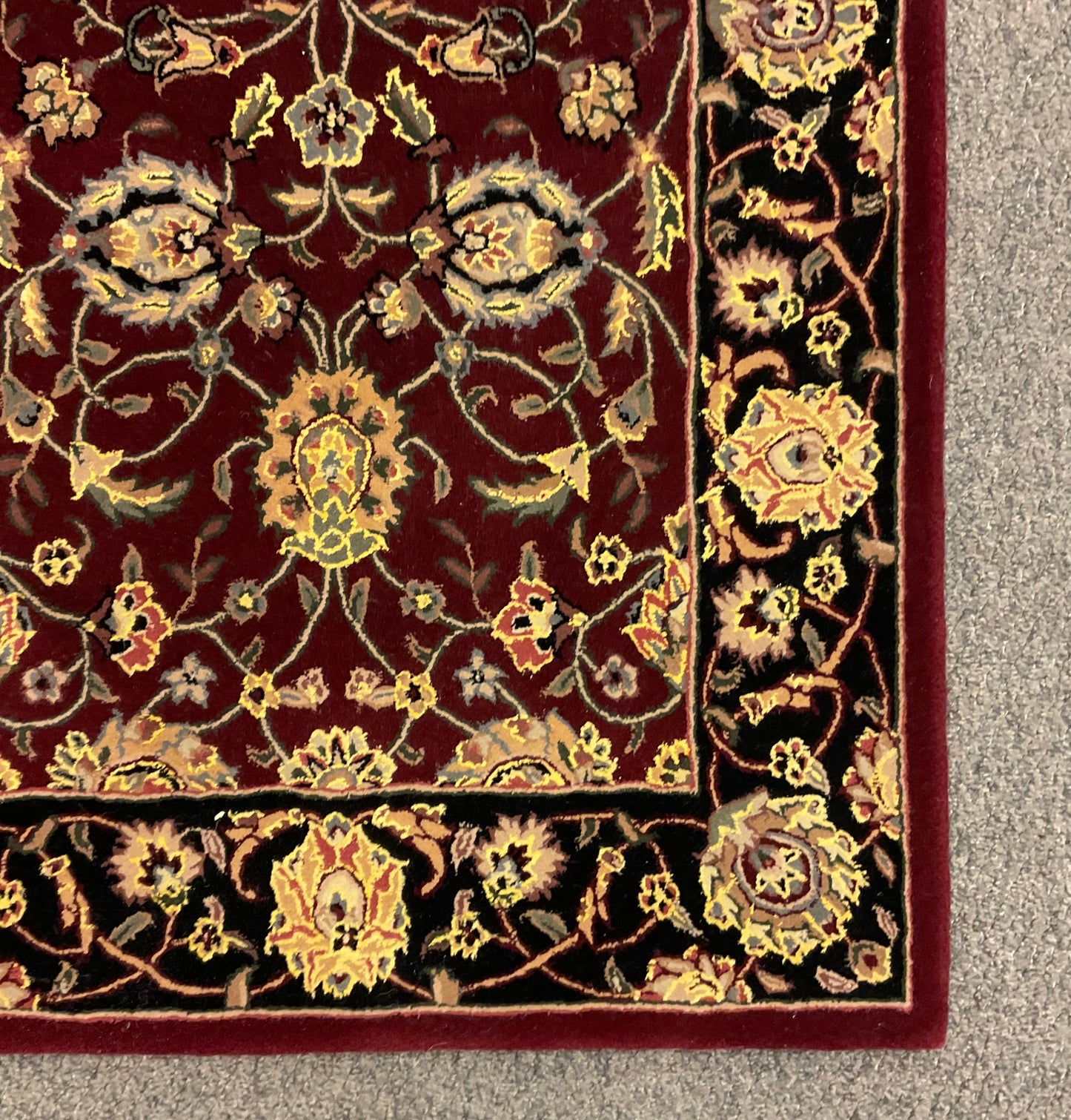 Red & Black Kashan Wool and Bamboo Silk Tufted Rug 2.6x8 | NU-5528