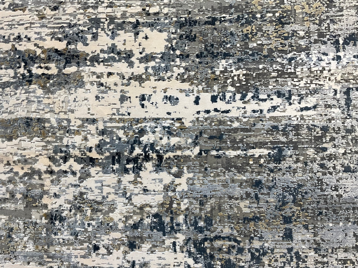 Rug with white, charcoal, soft grey, and layered blues | NU-7460