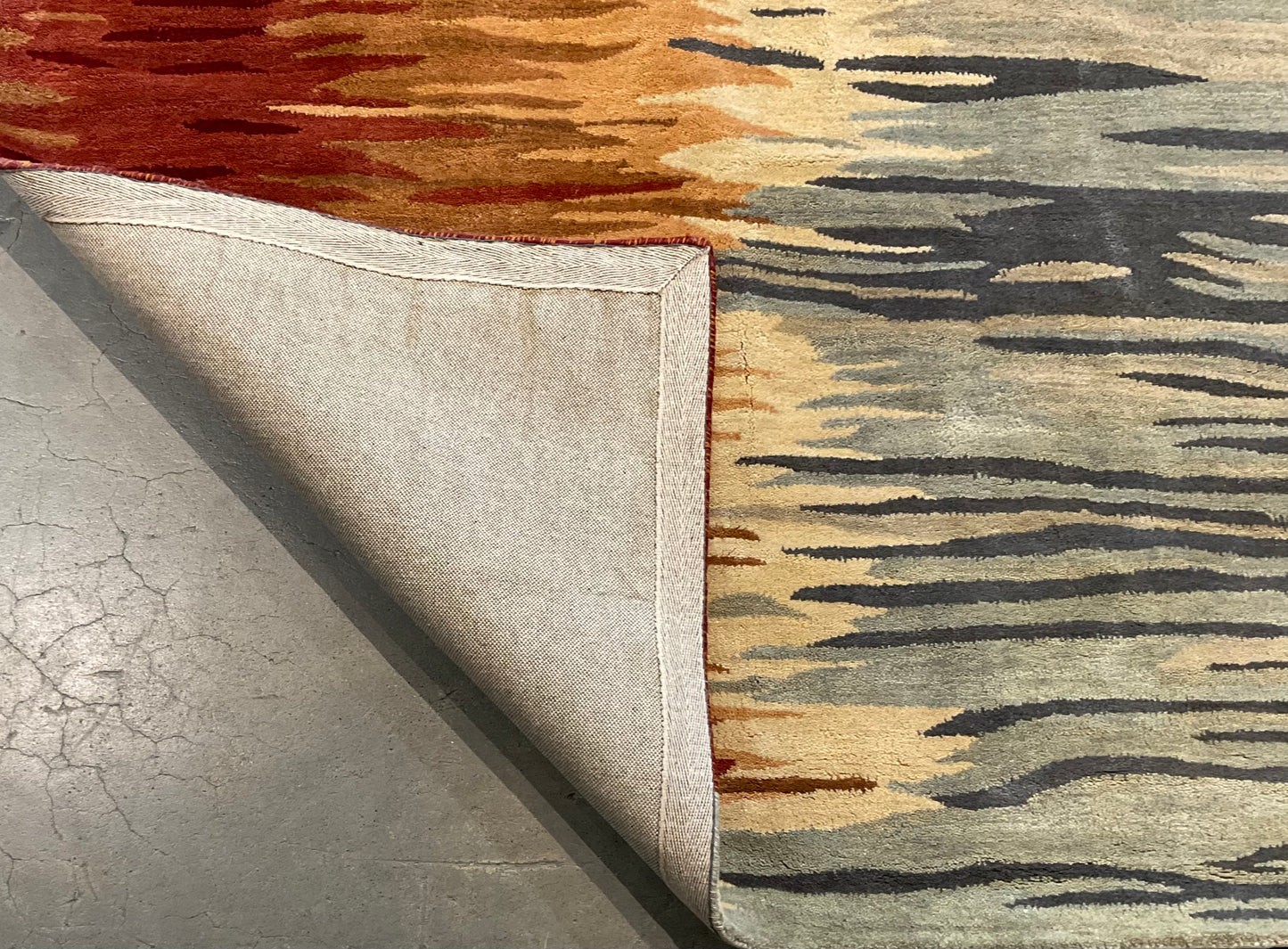 8x10 Modern Wool Tufted Rug – Blue & Orange Tones | NU-2668