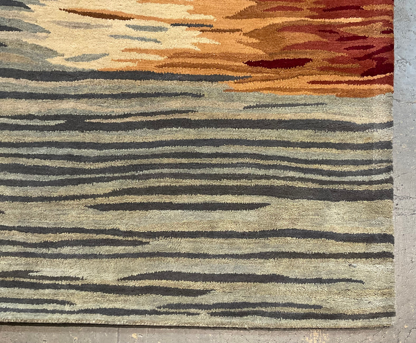 8x10 Modern Wool Tufted Rug – Blue & Orange Tones | NU-2668