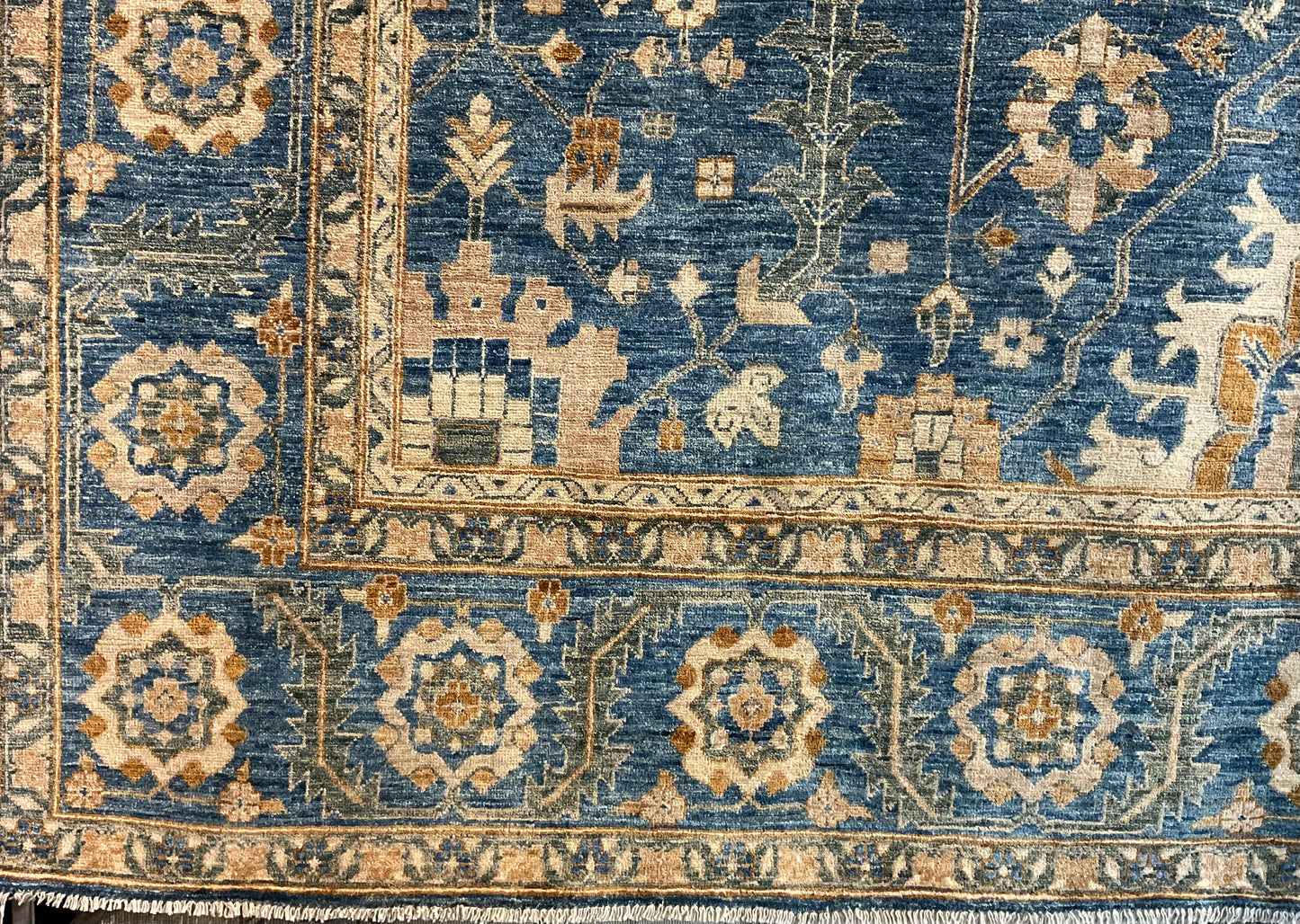 All-over design rug in soft light blue tones, vegetable dyes | NU-443