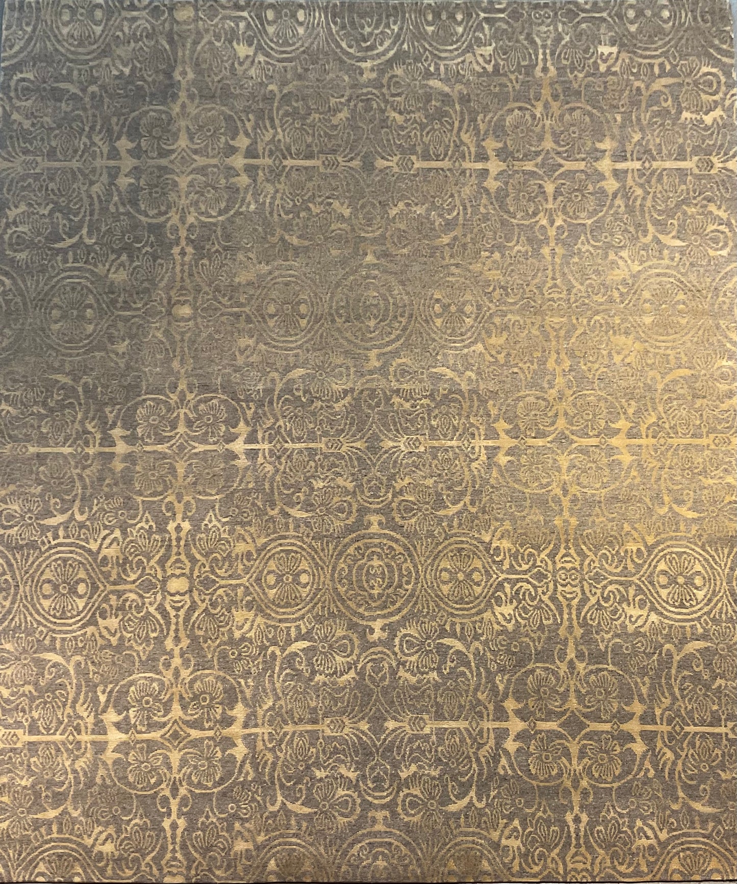 Fine wool and silk Tibetan area rug from Nepal NU-52 | (Transitional)