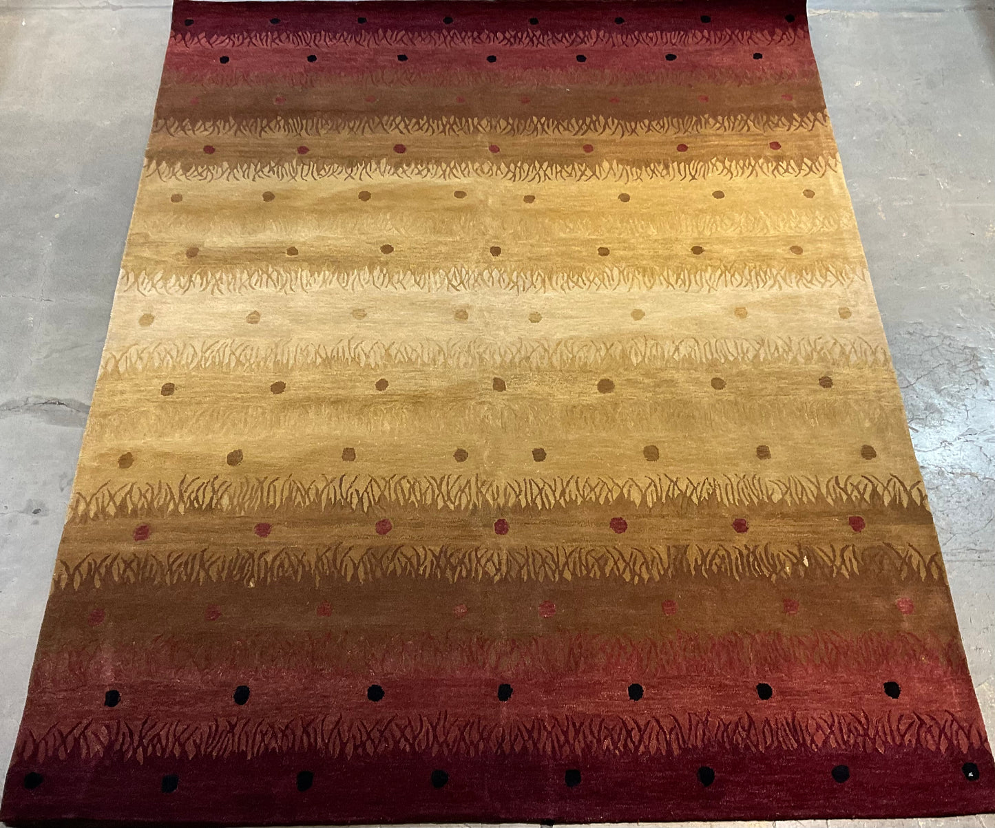 8x10 Modern Tufted Rug – Warm Brown, Yellow & Burgundy | NU-3505