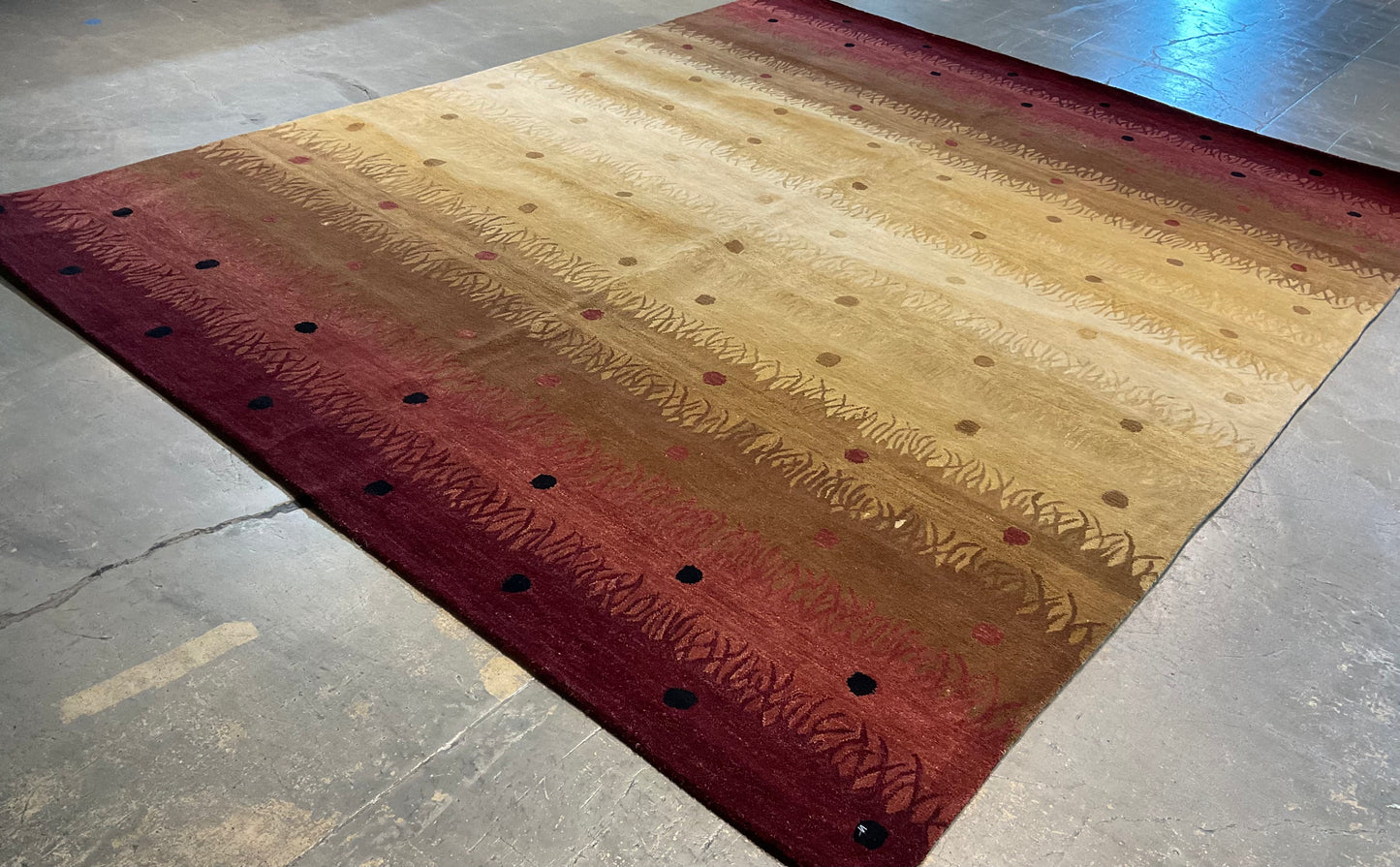 8x10 Modern Tufted Rug – Warm Brown, Yellow & Burgundy | NU-3505