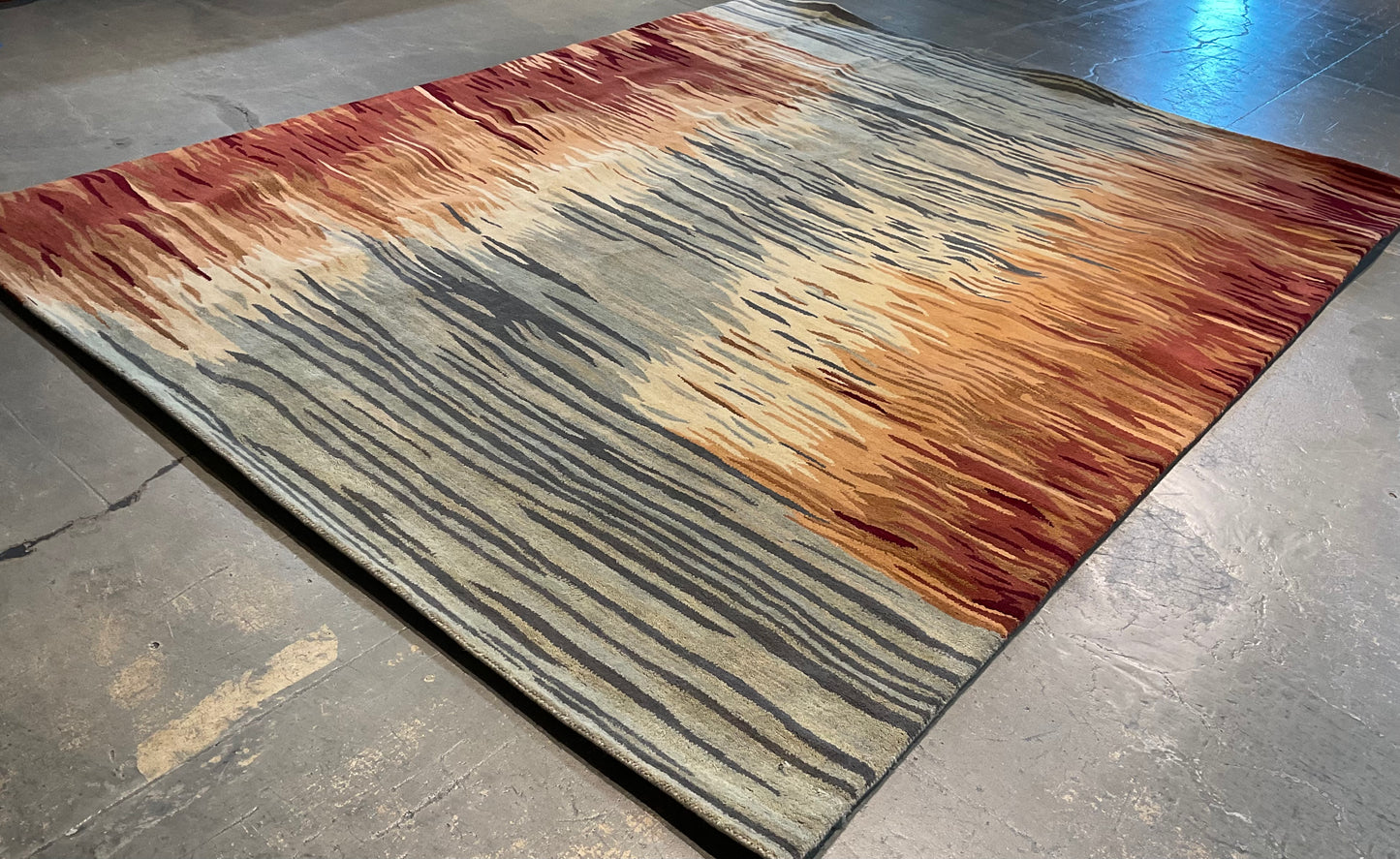8x10 Modern Wool Tufted Rug – Blue & Orange Tones | NU-2668