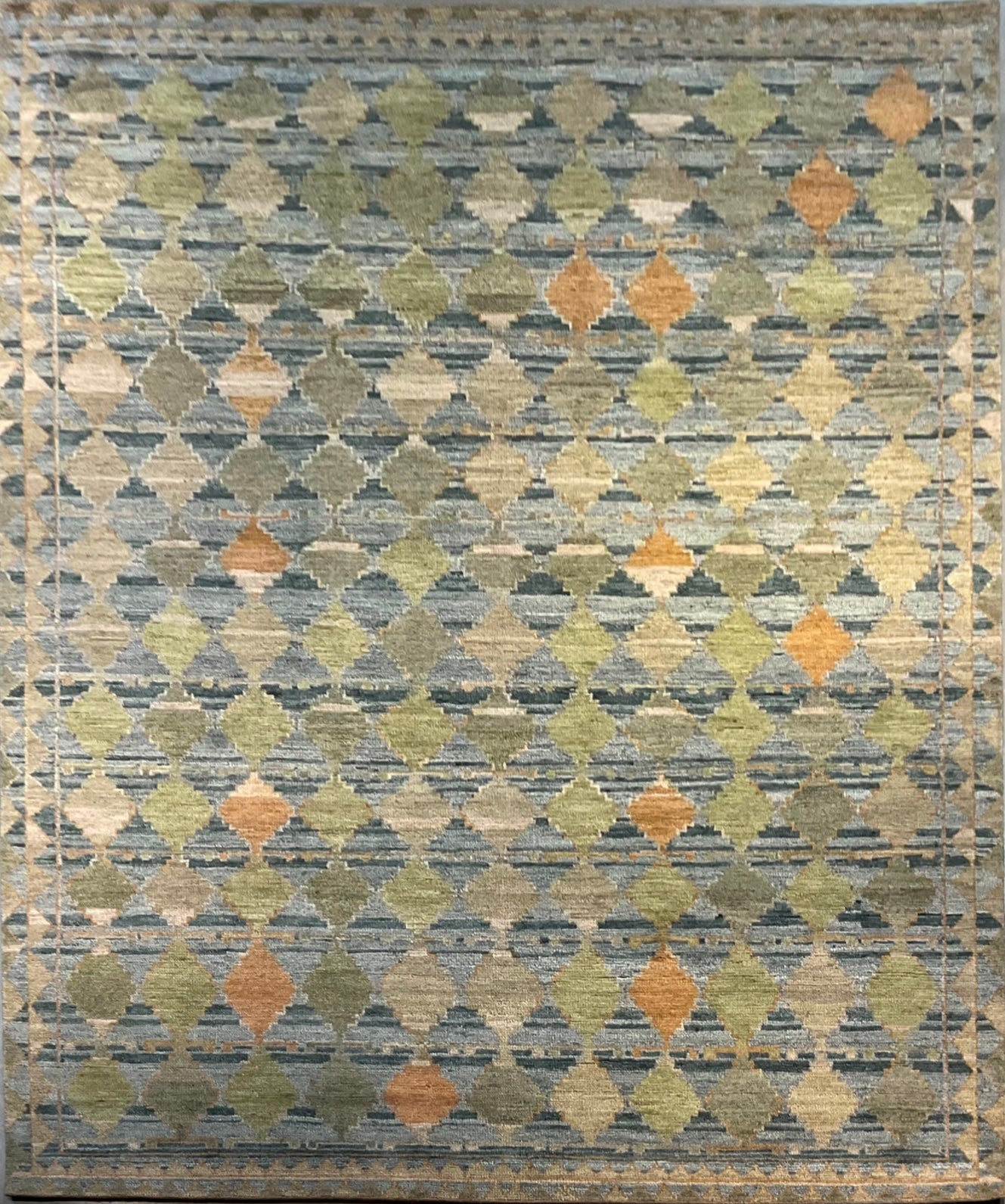 Moroccan design rug featuring soft greens | NU-8185
