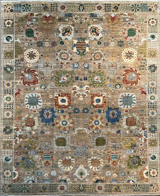 Mahal Rug – Dark Beige Multi Color Natural Dye Wool Rug | NU-8847