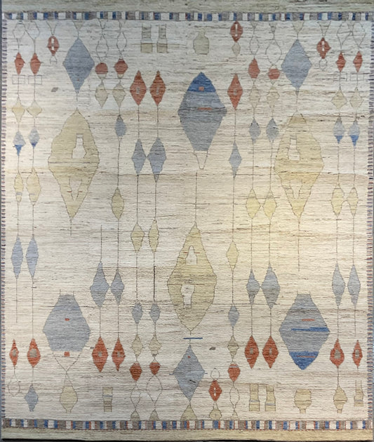 Moroccan Chandelier Inspired Rug in Natural Wool Tones | NU-8899