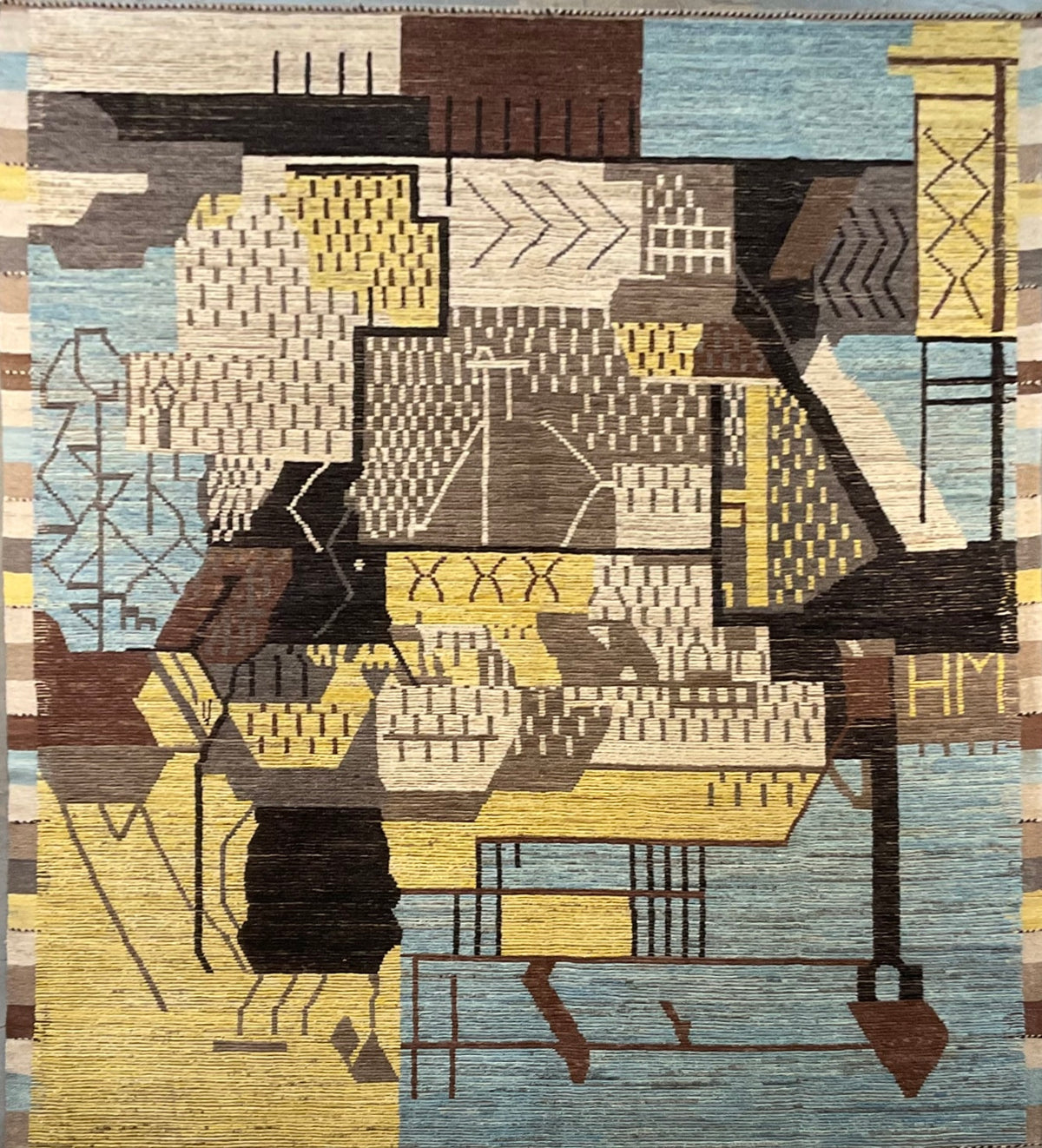 Mid-Century Modern Abstract Geometric Wool Area Rug (9x11) | NU-9085