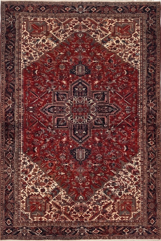 Semi-Antique Persian Heriz Hand-Knotted Wool Rug and one of a Kind | NU-4286