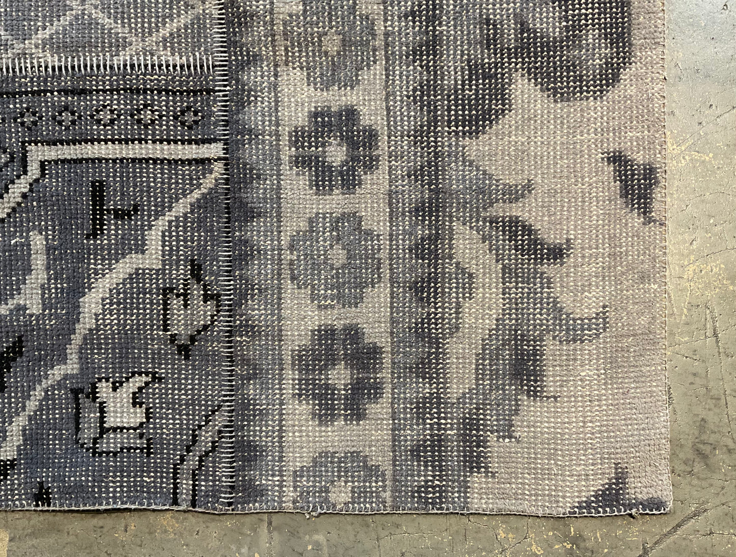 Patchwork Rug in Persian Style with Grey, Charcoal & Beige | NU-4088