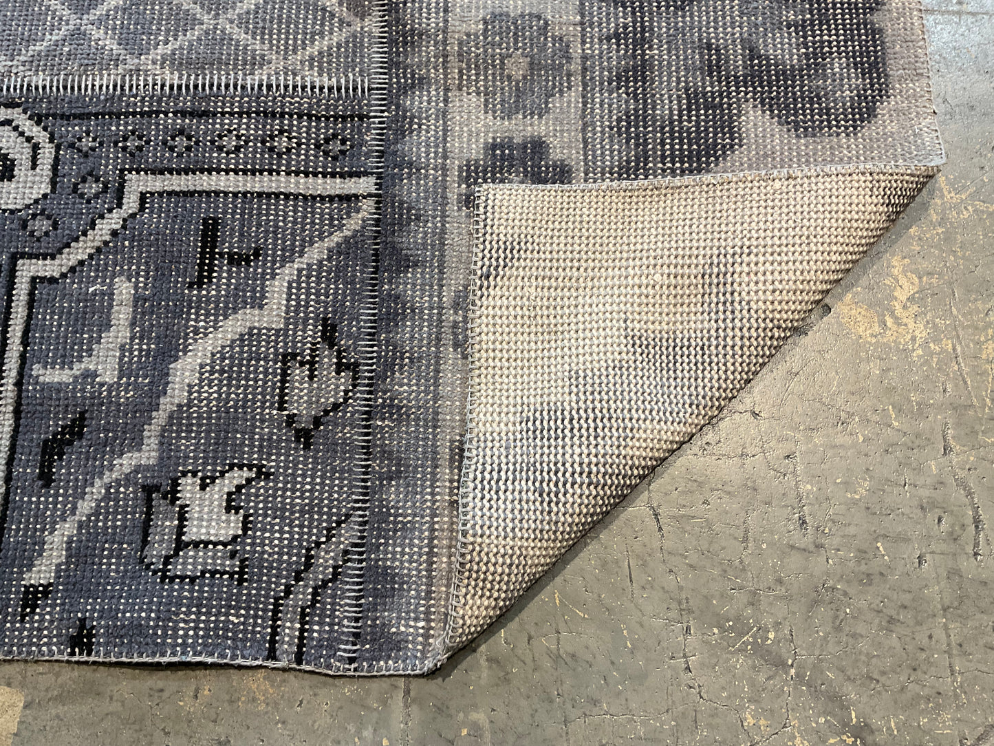 Patchwork Rug in Persian Style with Grey, Charcoal & Beige | NU-4088